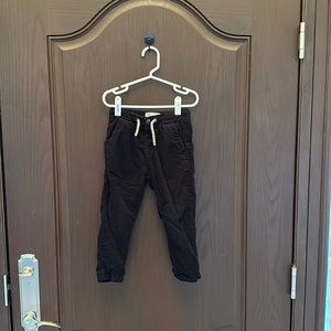 ZARA Boys Black Corduroy Pants 2–3Y Drawstring Elastic Waist Trendy Cozy